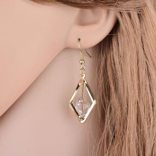 High quality Prismatic shape Drop Earring Punk Crystal Statement Wave Design Earring gold For Women Jewelry Earrings ER200096