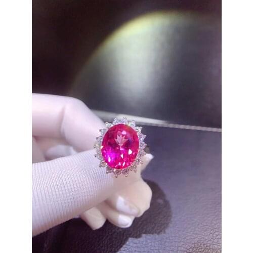 Hot selling style natural pink topa ring 925 silver womens ring color beautiful luxurious atmosphere