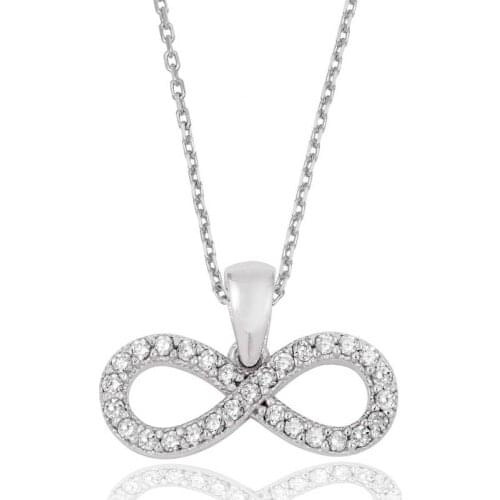 Silver White Cubic Zirconia Infinity Ladies Necklace