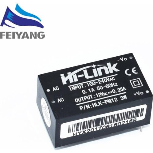 10pcs HLK-PM12 AC-DC 220V to 12V Buck Step Down Power Supply Module Converter Intelligent Household Switch HLK-PM12 UL/CE