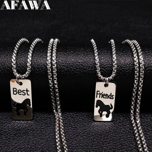 2021 Fashion Horse Stainless Steel Statement Necklace for Women Silver Color Best Friend Necklaces Pendants Jewelry joyas N18073