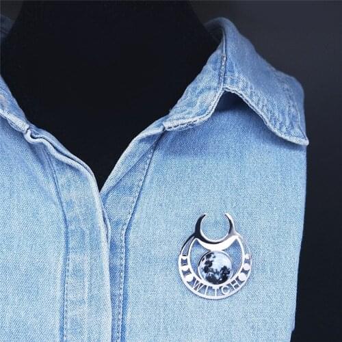 2021 Witchcra Witch Moon Glass Stainless Steel Pin Badge Women/Men Silver Color Brooch Jewelry broche channel X2004S05