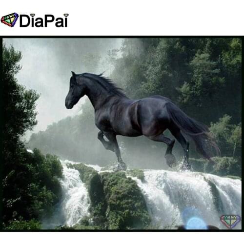 DIAPAI 5D DIY Diamond Painting 100% Full Square/Round Drill "Horse waterfall" Diamond Embroidery Cross Stitch 3D Decor A22458