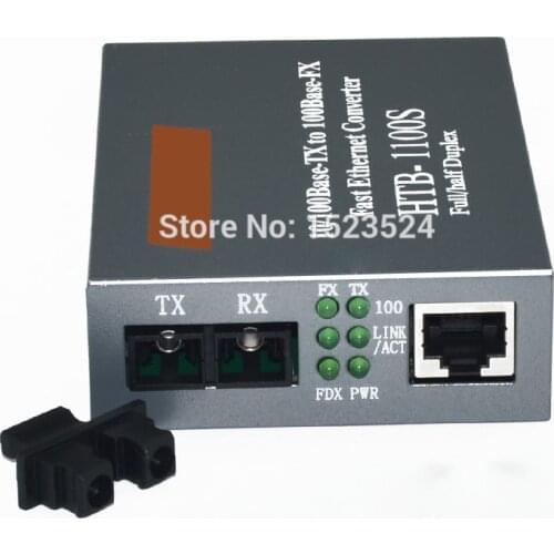 Free Shipping HTB-1100S Optical Media Converter 10/100Mbps RJ45 Single Mode Duplex Fiber SC port Converter 25KM