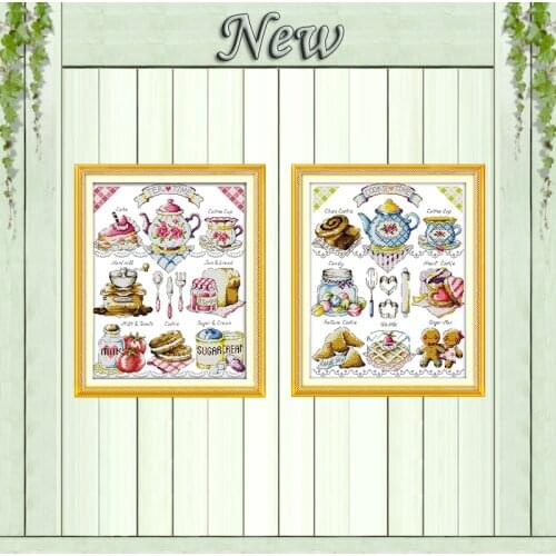 Tea time bread dessert shop cookies Painting Counted Printed on canvas DMC 14CT 11CT Cross Stitch Needlework Kits embroidery Set