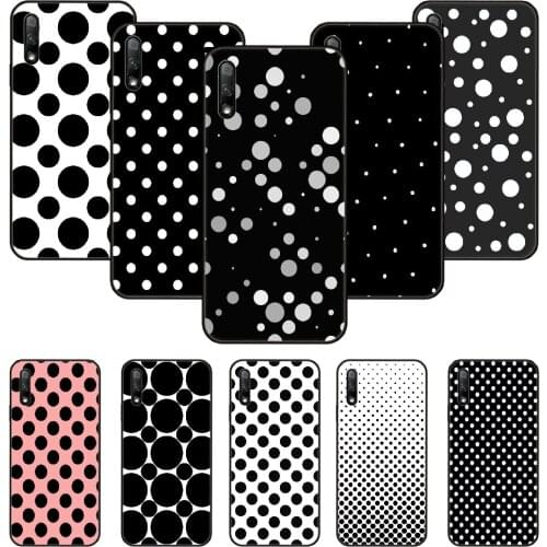 Phone Case For Huawei Honor 9X 10 9 20 8X 8A 8S 7X 7A i A Pro Play Lite Black Cover Back Fashion Black and White Polka Dot