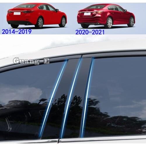 For Mazda 6 Mazda6 Atenza 2014-2021 Car PC Material Pillar Post Cover Door Trim Window Piano Black Molding Sticker Plate 10pcs