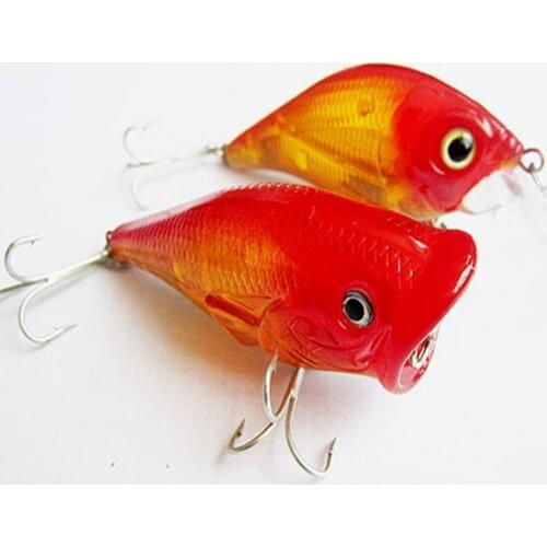 KKWEZVA 1pcs Rock chubby red transparent popper fishing lures fishing bait minnow bass Floating lure fishing tackle Hooks
