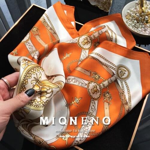 Print Square Silk Scarf Women Fashion Satin Bandana Lady Shawl and Wrap Headband Bag Scarves Hair Band Neckerchief Female Hijab