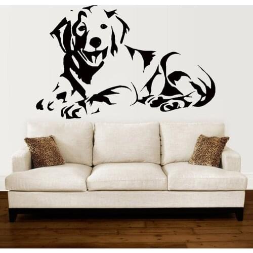 Labrador Dog Wall Decal Cute Puppy Golden Dog Lying Down Picture Wall Mural Living Room Sofa Background Vinyl Wall Sticker Y433