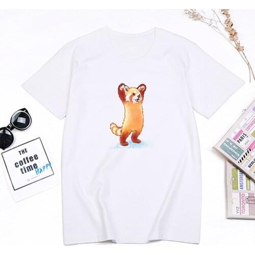 Cat Loves Animal Dog Print Korea Ulzzang Cute Summer Short Sleeve Tops Tees Casual Loose Big Size Fun Spoof Couple T-shirt