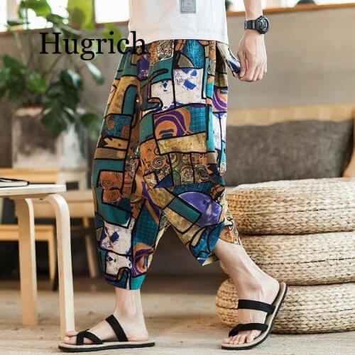 Fashion Men Beach Wide Legs Pants Indian Traditional Clothing Sari Thailand Trousers Pakistani Print Bloomers Hippie Streetwear