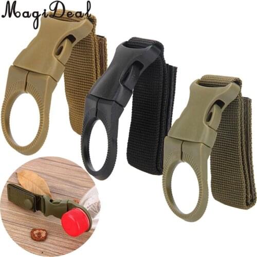 Outdoor Nylon Molle Hanging Strap Webbing Buckle Clip Bottle Hook Belt for Camping Hiking Cycling Shooting Accessories