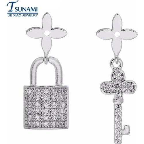 New fashion micro pave the keys of cubic zircon earrings Adapt to the birthday party a wedding jewelry