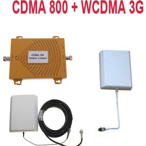 New dual band repeater CDMA 800Mhz Booster+3G WCDMA Repeater dual band booster kits w/ cable &antennas,dual band GSM booster