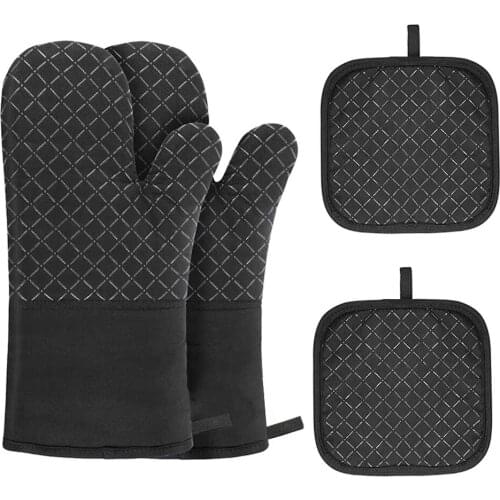 2pcs/set BBQ Glove High Temperature Resistance Oven Mitts Degrees Barbecue Heat Insulation Microwave Kitchen Oven Glove