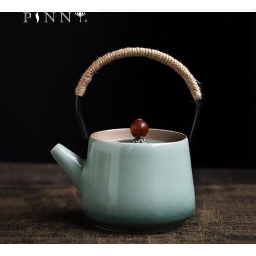 PINNY 200ML Retro Celadon Portable Teapot Japanese Style Kiln Change Tea Pot Heat Resistant Kung Fu Tea Service