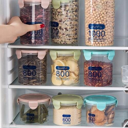Plastic Food Jar Food Cereal Grain Bean Rice Box Transparent Sealed Storage Box with Lids Grains Beans Organizer Sealed Jar
