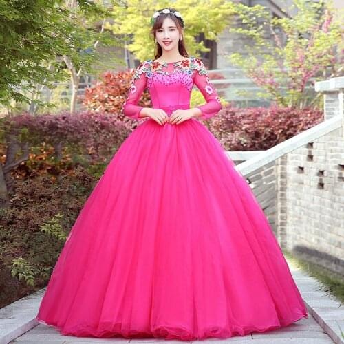 Student art test dress wedding dress colored yarn performance dress Pengpeng skirt stage solo performance host evening dress