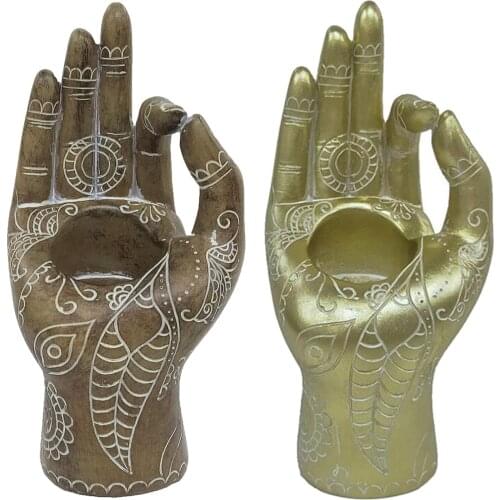Buddha Candle Holder Mudra Hand Decor Candlestick Living Room Decoration