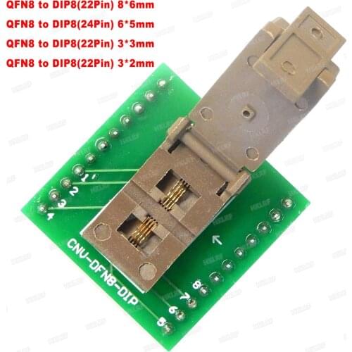 QFN8 to DIP8 22Pin 24 Pin CNV-QFN8-DIP Programmer Adapter Sockets DFN8 MLF8 3x2 3x3 6x5mm