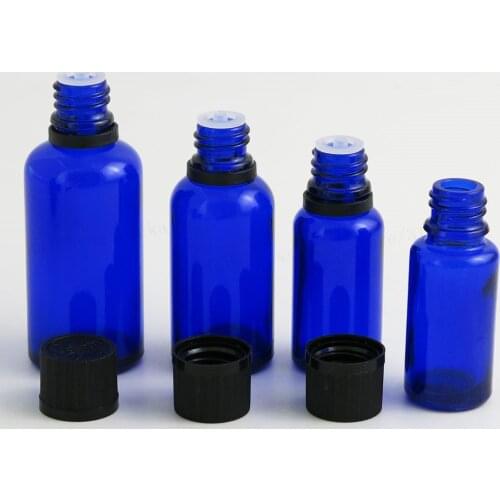 5ml 10ml 15ml 20ml 30ml 50ml 100ml Empty Cobalt blue aroma aromatherapy oil bottle orifice reducer With Tamper Evident Lids