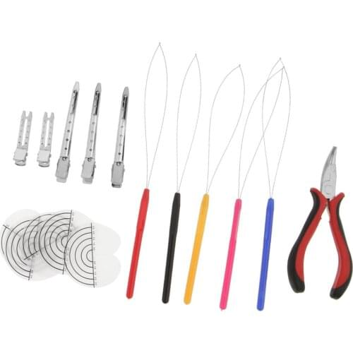 Hair Extensions Pliers Hook Tools for Micro Rings Loop W/ Heat Clip Fusion Glue Hair Extensions Fusion Heat Tools