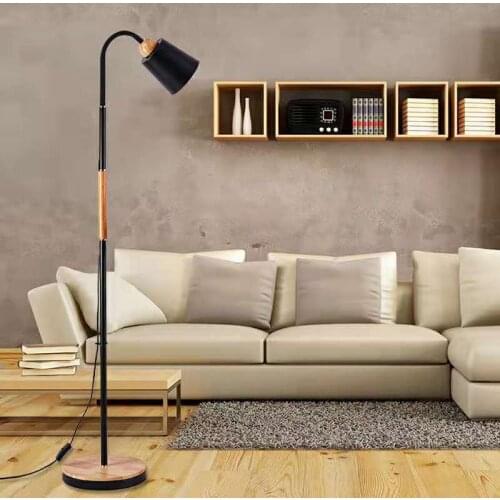 Modern wrought iron painted wood floor lamp adjustable hotel lamp E27 LED AC 110V 220V study room living room bedroom