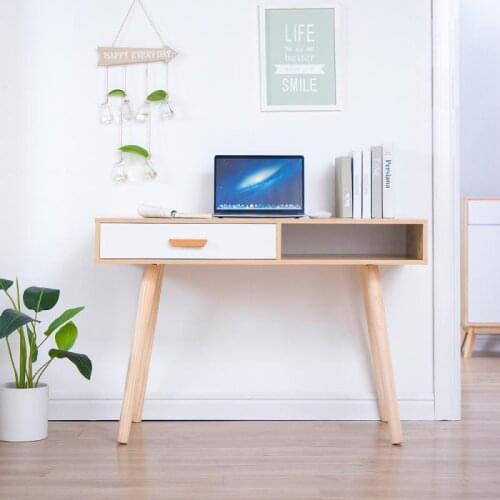 Wooden Legs Desk With Drawer Computer Table Laptop Desk Modern Computer Study Desk Home Coffee Living Room Furniture HWC