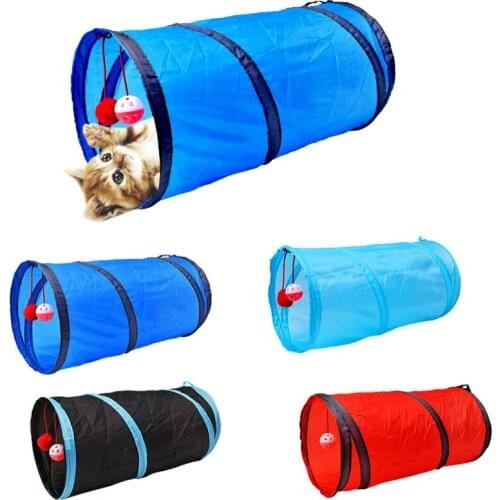 Cat Tunnel Toy Funny Pet 2 Holes Play Tubes Balls Collapsible Crinkle Kitten Toys Puppy Ferrets Rabbit Play Dog Tunnel Tubes