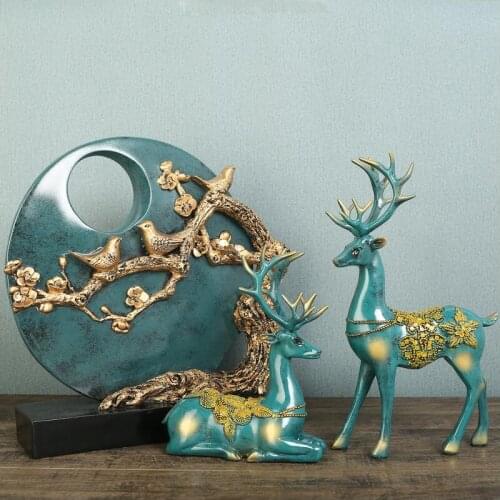 EUROPEAN RESIN DEER ORNAMENTS LIVINGROOM CORRIDOR TV CABINET FIGURINES DECORATION OFFICE DESKTOP FURNISHING CRAFTS WEDDING GIFTS