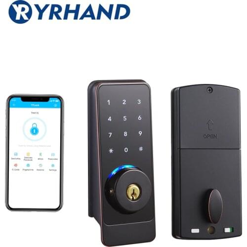 TT lock App Smart Door Lock, Waterproof Electronic Deadbolt Security Safe Bluetooth RFID Keypad Digital Door Lock