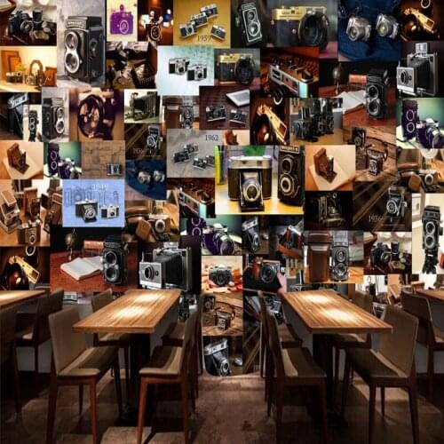 Dropship Colomac Vintage Wallpaper Custom Retro Camera Combination Puzzle 3d Wallpaper Living Room Foto Mural Papel De Pared 3d