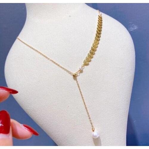 Jewelry 100% Natural Fresh Water Pearl O-chain Necklace O-chain pendant for women