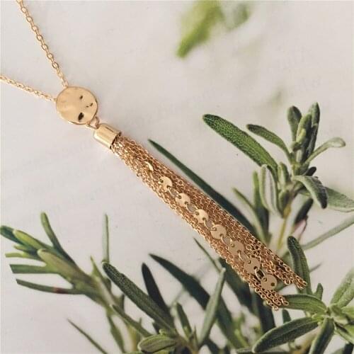 Lovely Gold Color Plating Chain Tassel Small Round Disc Chain Layered Necklace For Women Elegant Gorgeous Gilry Jewelry
