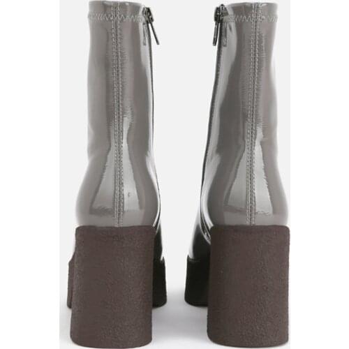 MUMANI Woman‘s Ankle Boots Black Genuine Leather Square Toe Zipper 8.5cm High Heels Footwear Elegant Handmade Shoes C19X009051