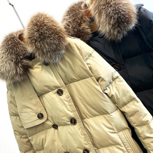 90%White Duck Down Coats Winter Clothes Women Real Fox Fur Collar Warm Coat Long Down Parkas Large size Women Korean Down Jacket