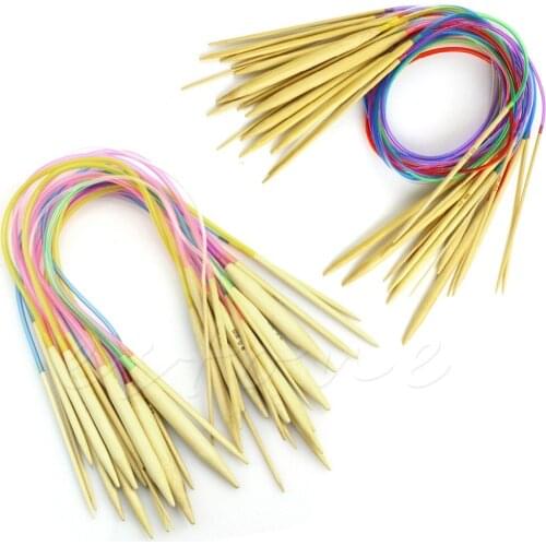 18pairs 40cm 80cm Multicolor Tube Circular Carbonized Bamboo Knitting Needles
