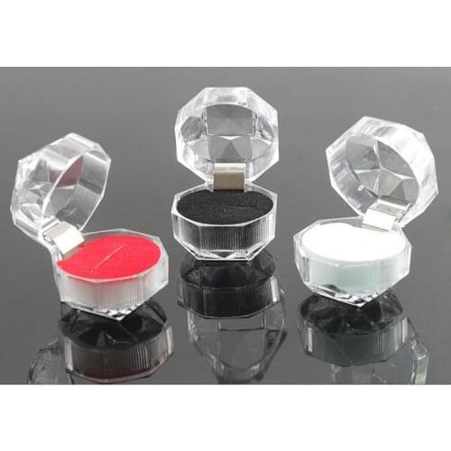 20pcs/lot Hot Sale Jewelry Package Ring Earring Box Acrylic Transparent Wedding Packaging Jewelry Box