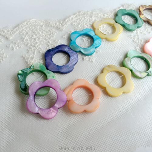 30MM 24Pcs Colorful Flower Natural Shell Bead Jewellery Charms Beads