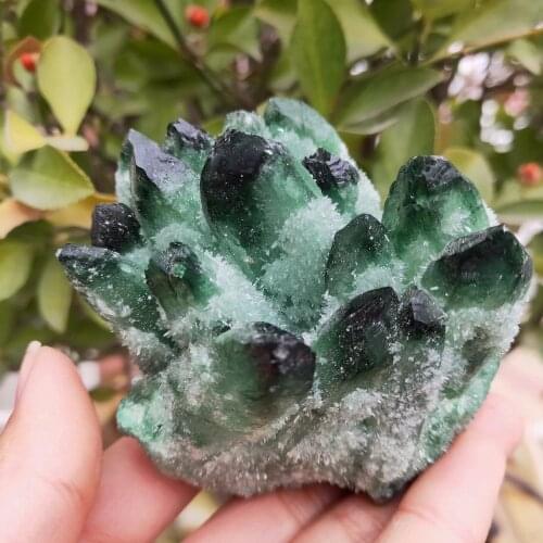 360g quartz cluster Natural green Phantom CRYSTAL Specimen cluster Green ghost flower Healing Fengshui