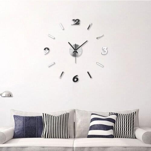 3D DIY Wall Stickers 27'' Wall Clocks 2019 New Arrival Metal Clocks Quartz Decorative Needles Home Decor Relogio De Parede