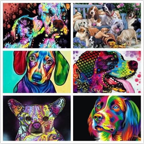 5d Diamond Inlaid Color Dog Needlework Do It Yourself a Full Set of Diamond Embroidery Animal Pictures Home Decoration