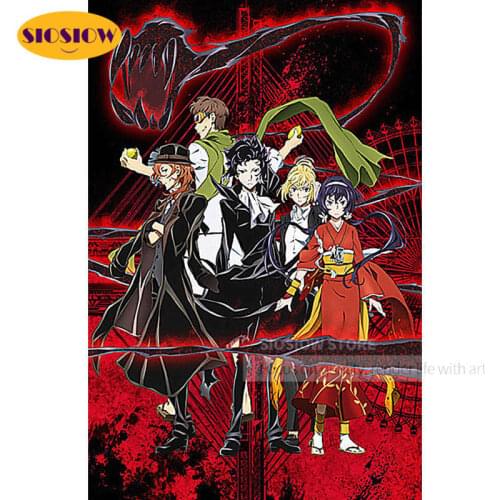 Bungou Stray Dogs Diamond Painting Full Square Drill 5D Embroidery Cross Stitch Japan Anime Pictures Poster DIY Gift Wall Decor