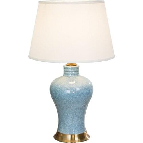 American Style Blue Plum Vase Ceramic Table Lamp For BedRoom Bedside Living Room Foyer Study Desk Reading Night Light TD045