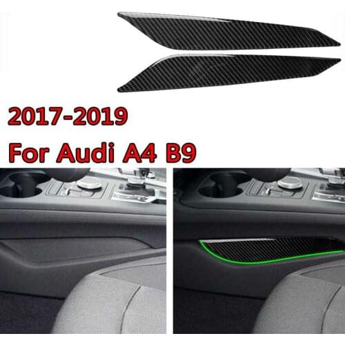 Car Gear Center Console Gearshift Side Panel Decoration Frame Cover Carbon Fiber Sticker Interior For Audi A4 B9 2017 2018 2019