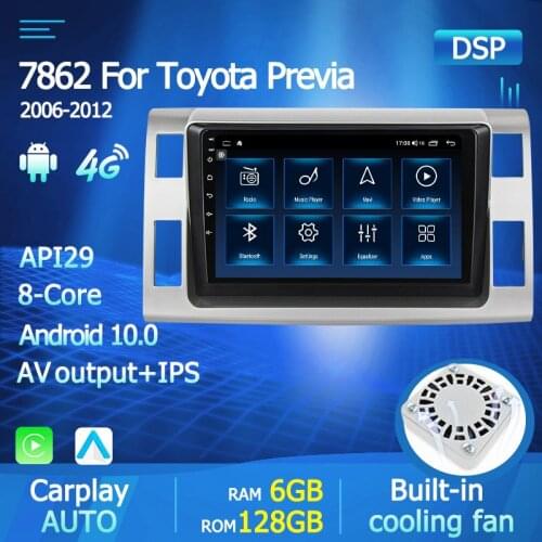 DSP 6+128GB IPS Android10.0 Car Radio For Toyota Previa/ Estima / Tarago / Canarado Multimedia DVD Player Auto Carplay GPS Navi