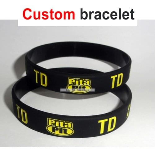 DIY Custom Wristbands Black Bracelet With Yellow Logo Engrave Filled In Fashion Hip Hop Lover Promotion Gift