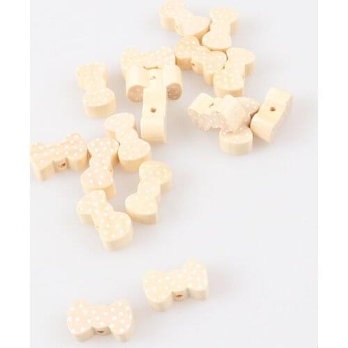 50pcs Natural Bowknot Pattern Wooden Spacer Beads For Jewelry making DIY 21x11mm