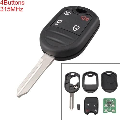 Black 315MHz 4 Buttons Keyless Uncut Flip Remote Key Fob CWTWB1U793 with ID 63 Chip 80 Bit Fit for Ford 2011-2015 Explorer